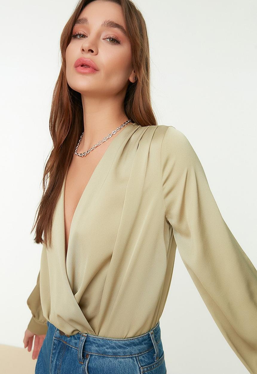 Trendyol - Double breasted collar bodysuit - mint