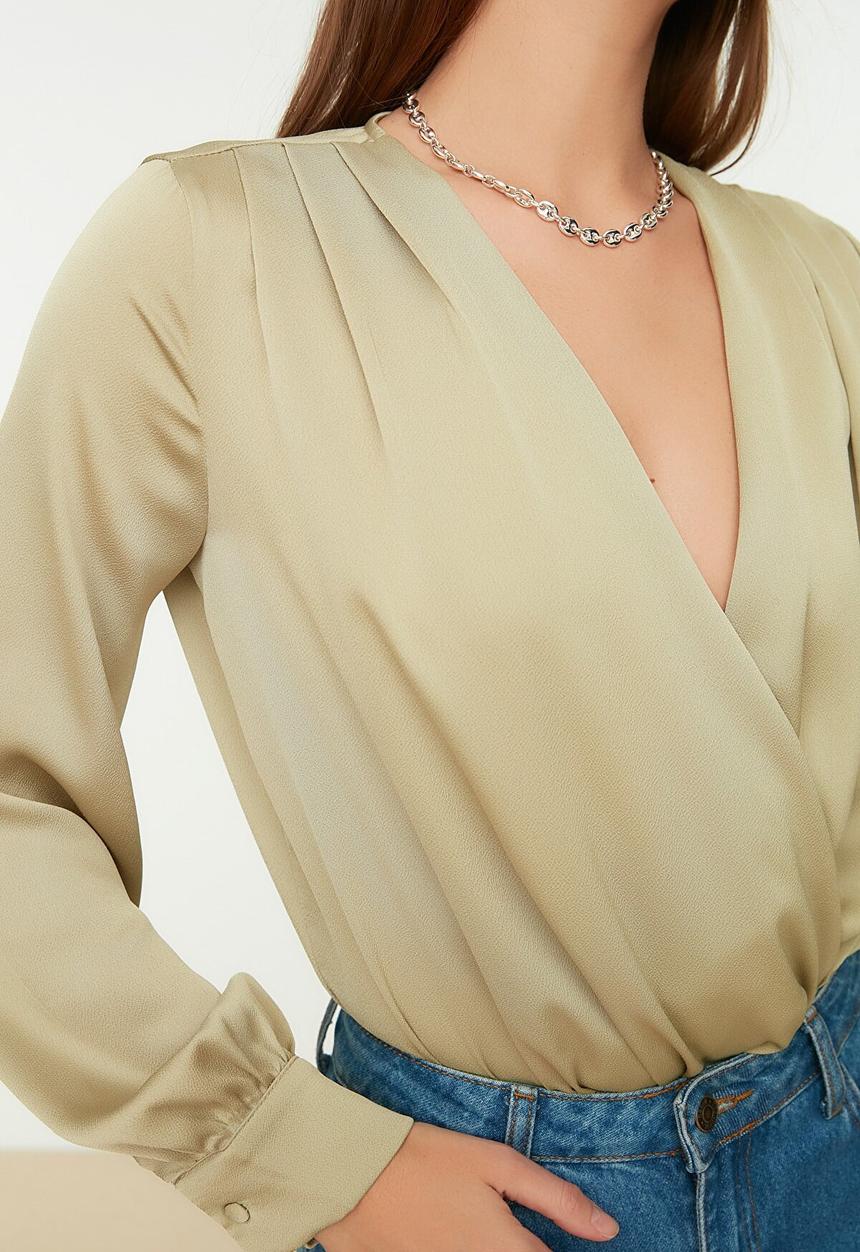 Trendyol - Double breasted collar bodysuit - mint