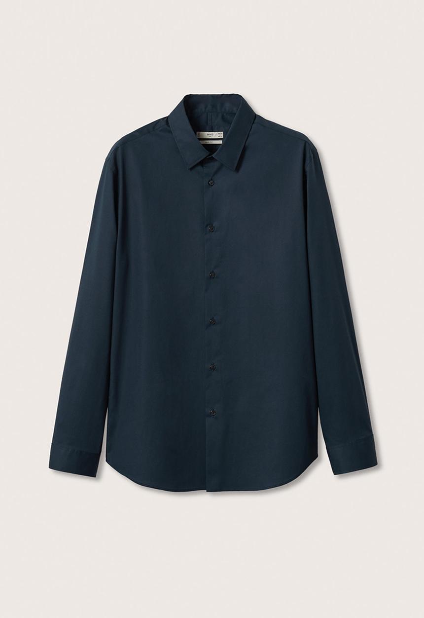 MANGO - Play  Slim Fit stretch cotton Shirt  - navy