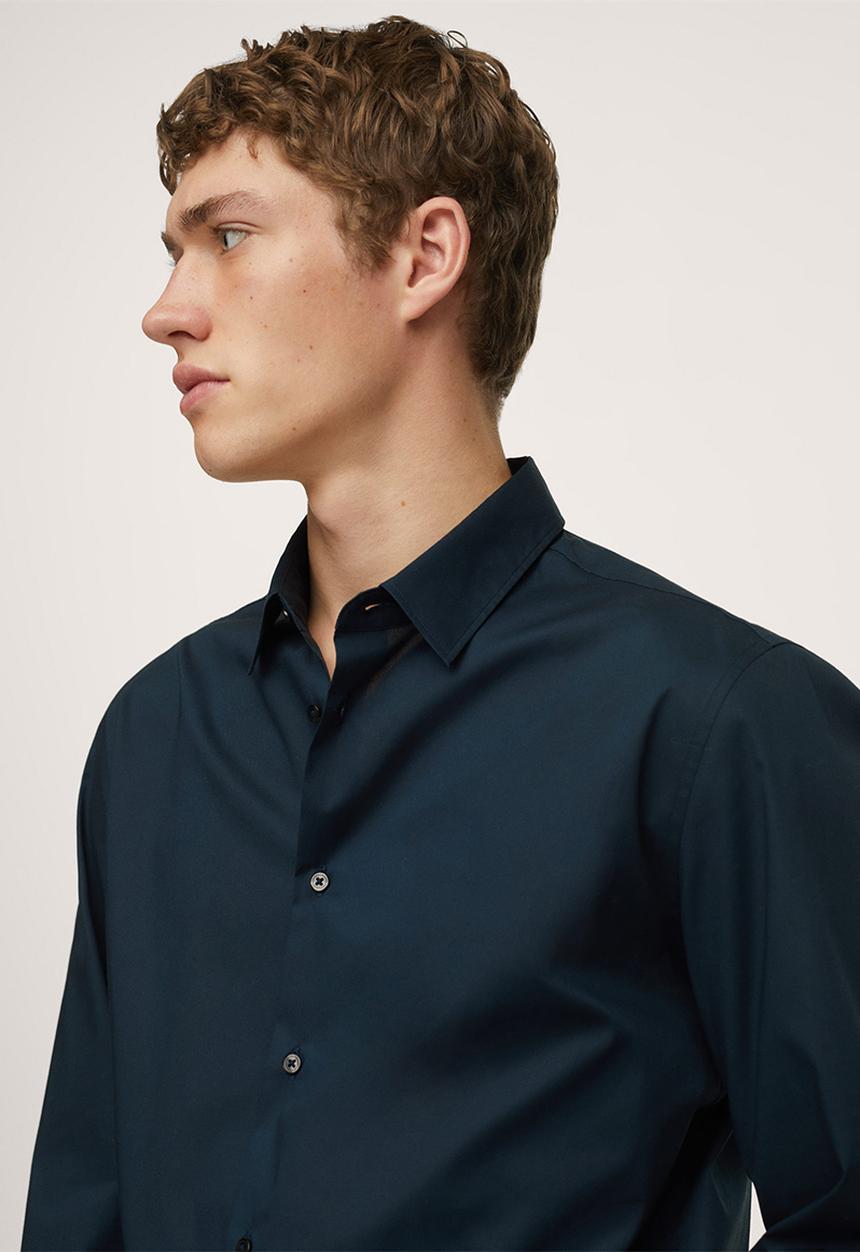 MANGO - Play  Slim Fit stretch cotton Shirt  - navy