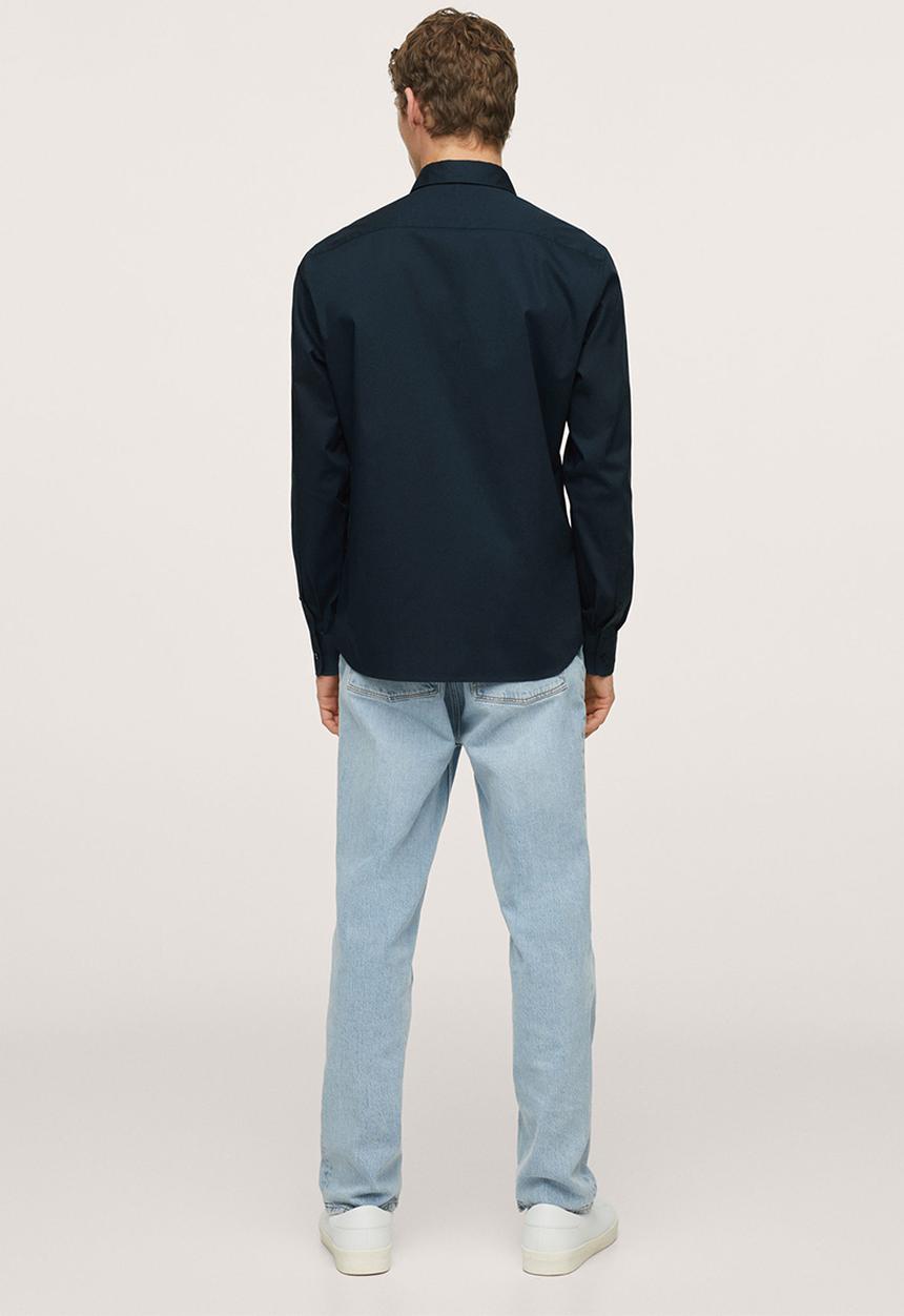MANGO - Play  Slim Fit stretch cotton Shirt  - navy