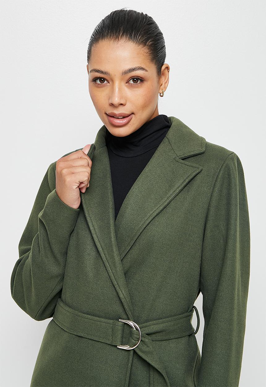 edit - D-ring belted coat - fatigue