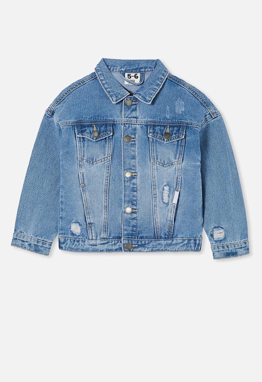 Cotton On - Emmy oversized denim jacket - weekend wash/rips