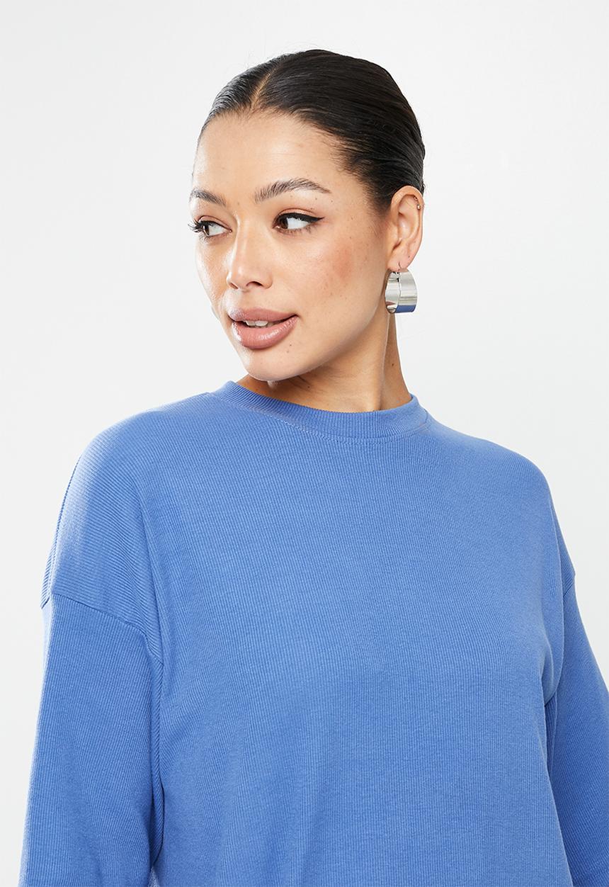 Missguided - Basic rib midaxi t shirt dress - blue