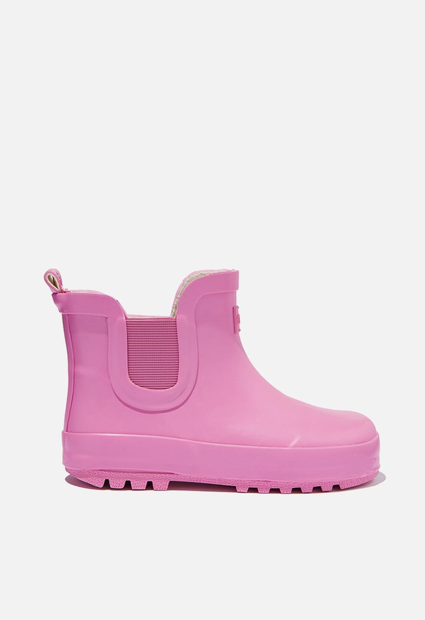 Cotton On - Gusset gumboot - pink gerbera grid