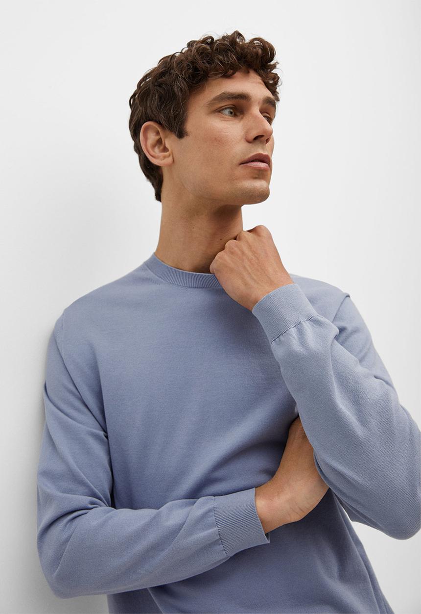 MANGO - Thermoregulator cotton-blend sweater - pastel blue