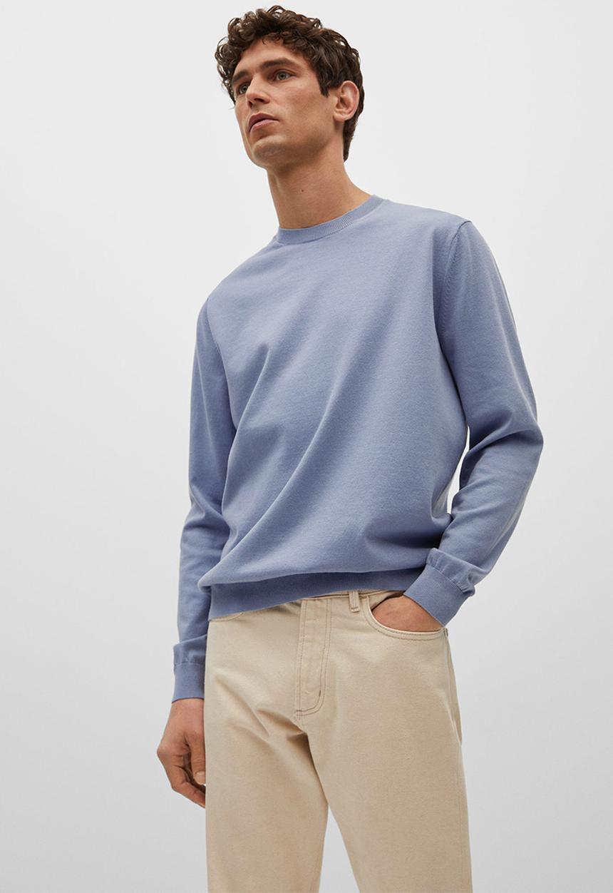 MANGO - Thermoregulator cotton-blend sweater - pastel blue