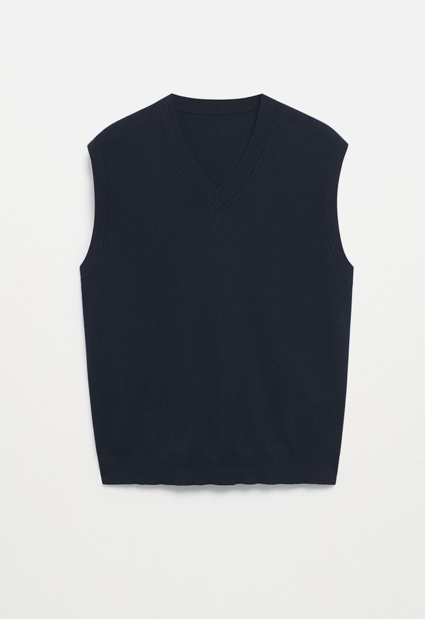 MANGO - Knitted cotton gilet Sweatshirt  bastosv - Navy