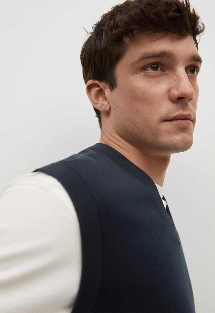 MANGO - Knitted cotton gilet Sweatshirt  bastosv - Navy