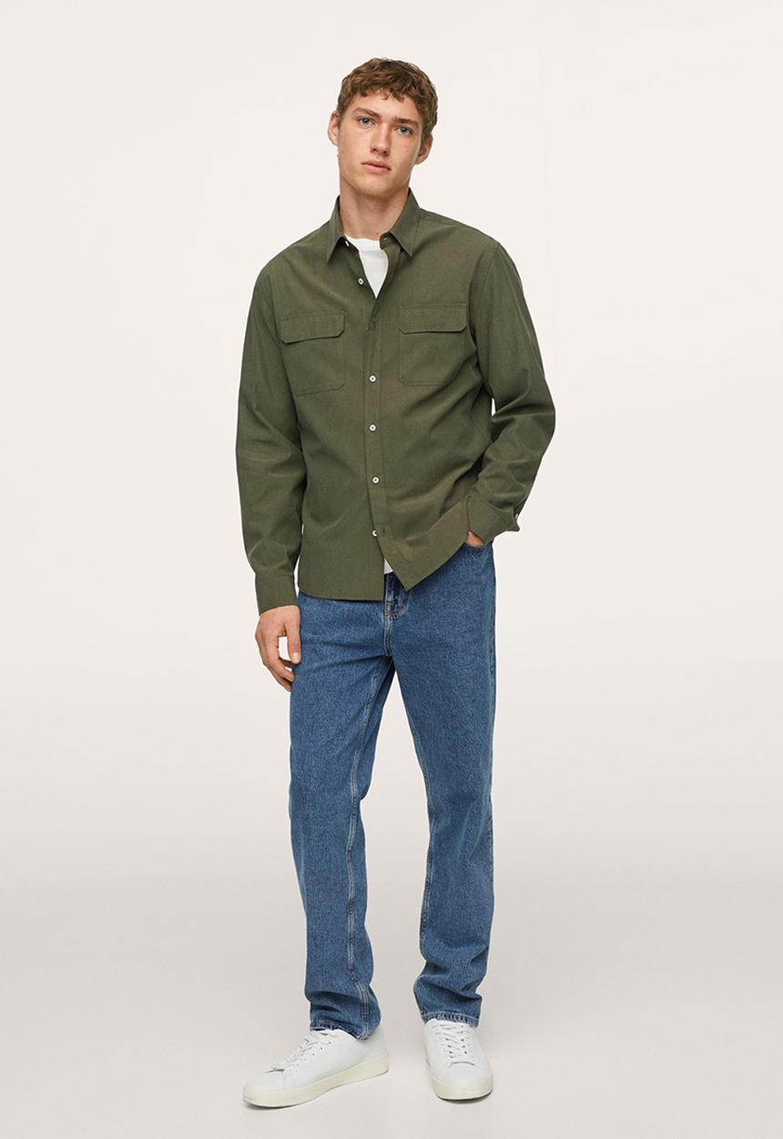 MANGO - Shirt nai slim fit - khaki