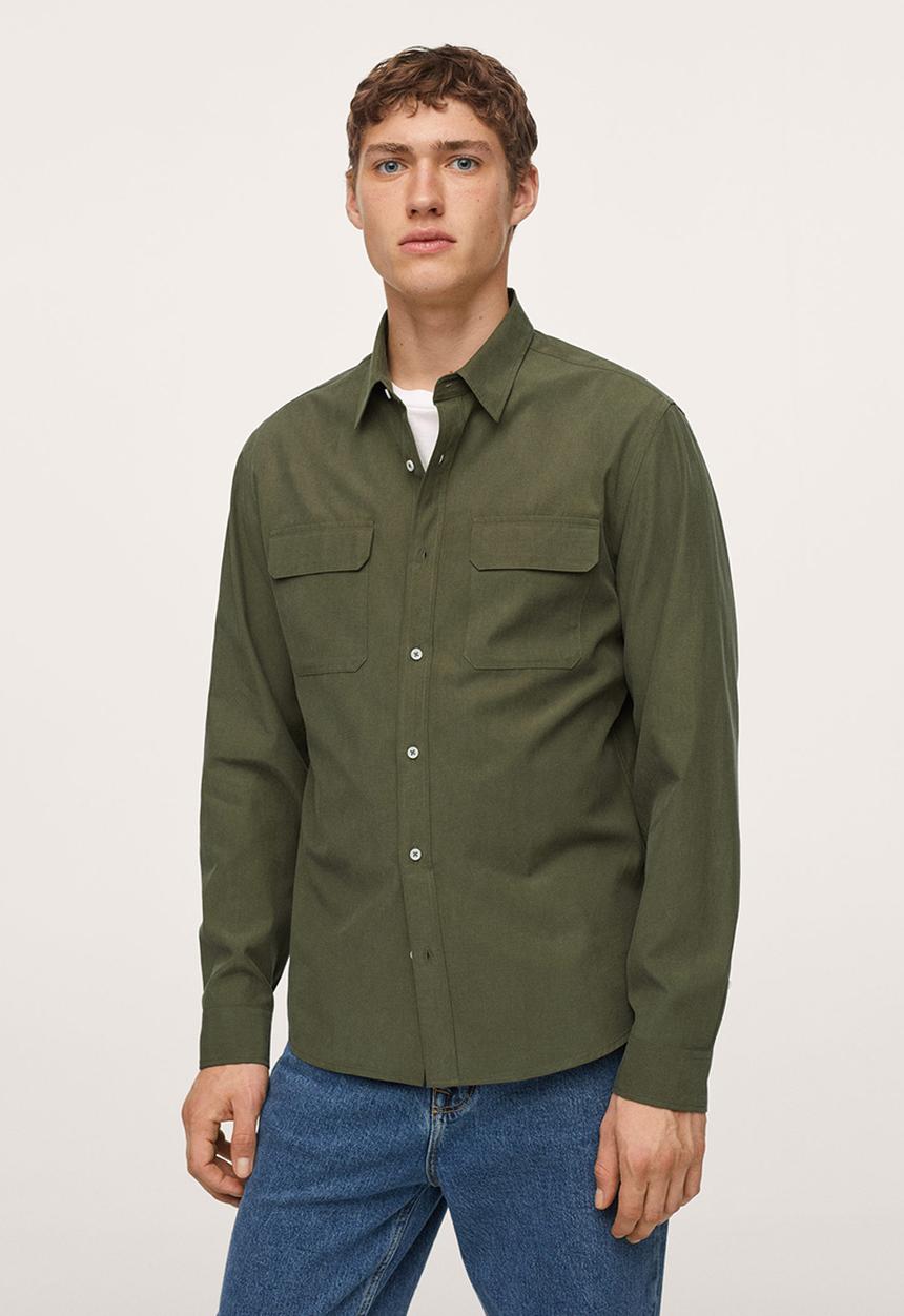 MANGO - Shirt nai slim fit - khaki