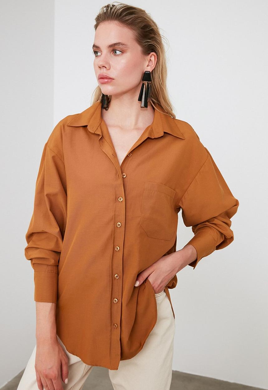 Trendyol - Boyfriend shirt - camel