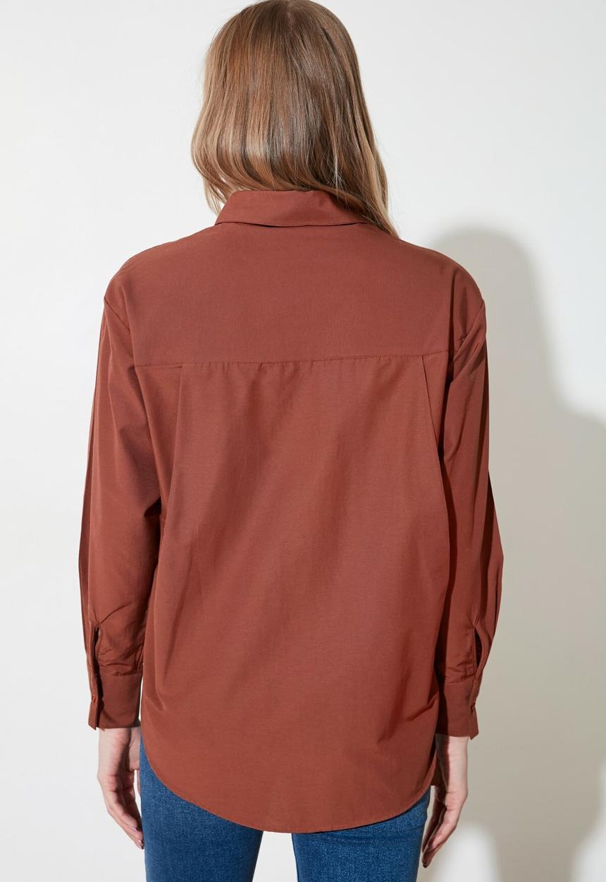 Trendyol - Boyfriend shirt - brown