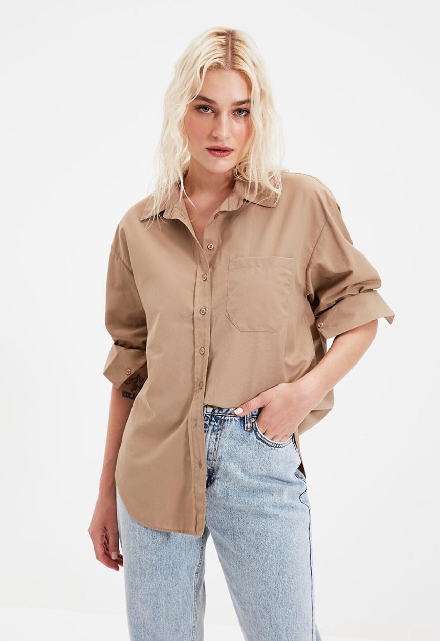 Trendyol - Boyfriend shirt - mink