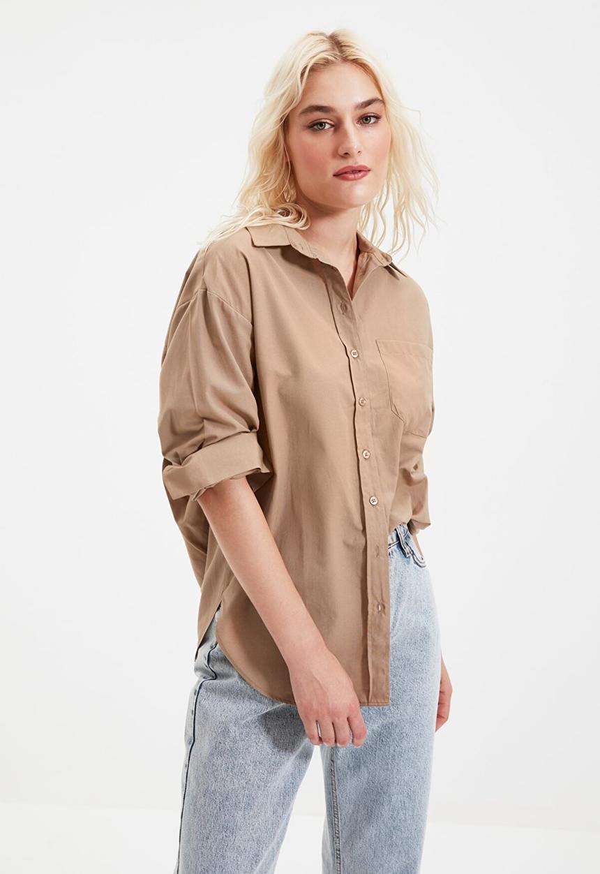 Trendyol - Boyfriend shirt - mink