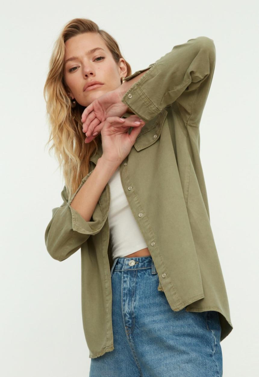 Trendyol - Denim shirt - khaki
