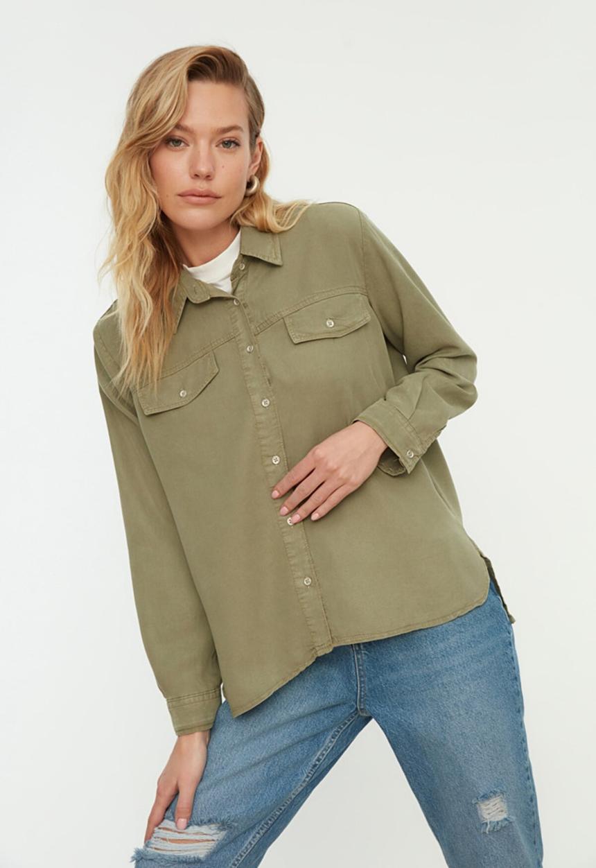 Trendyol - Denim shirt - khaki