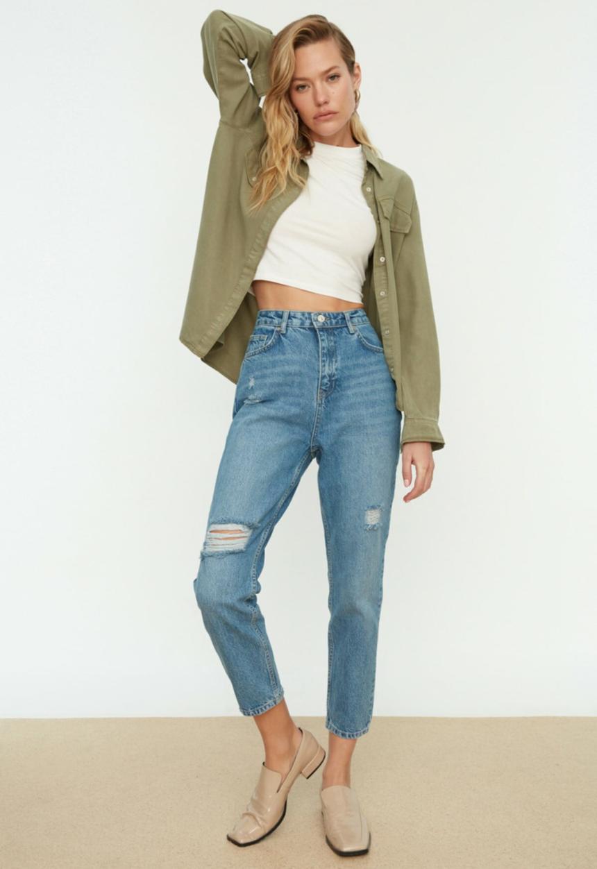 Trendyol - Denim shirt - khaki