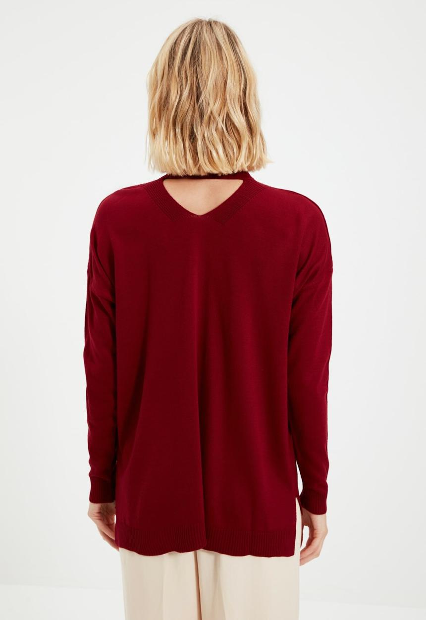 Trendyol - Choker neck sweater  - burgundy