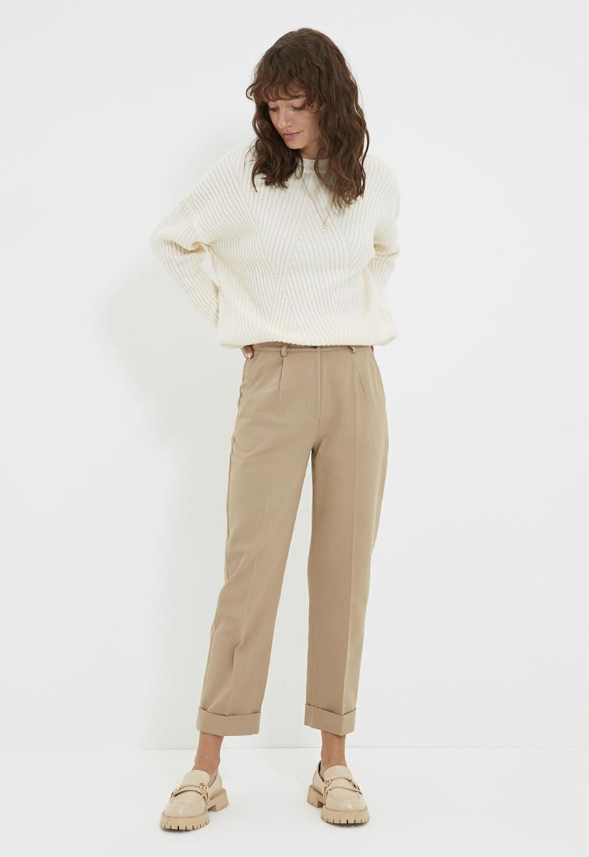 Trendyol - High waist pleated detailed trousers - mink