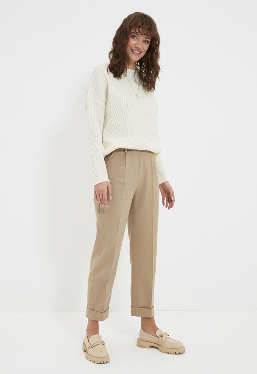 Trendyol - High waist pleated detailed trousers - mink
