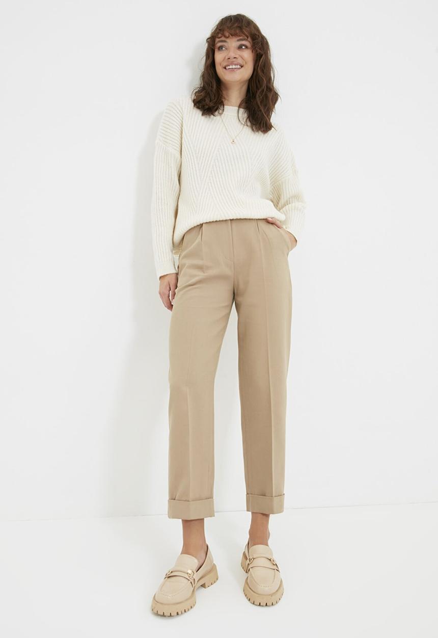 Trendyol - High waist pleated detailed trousers - mink