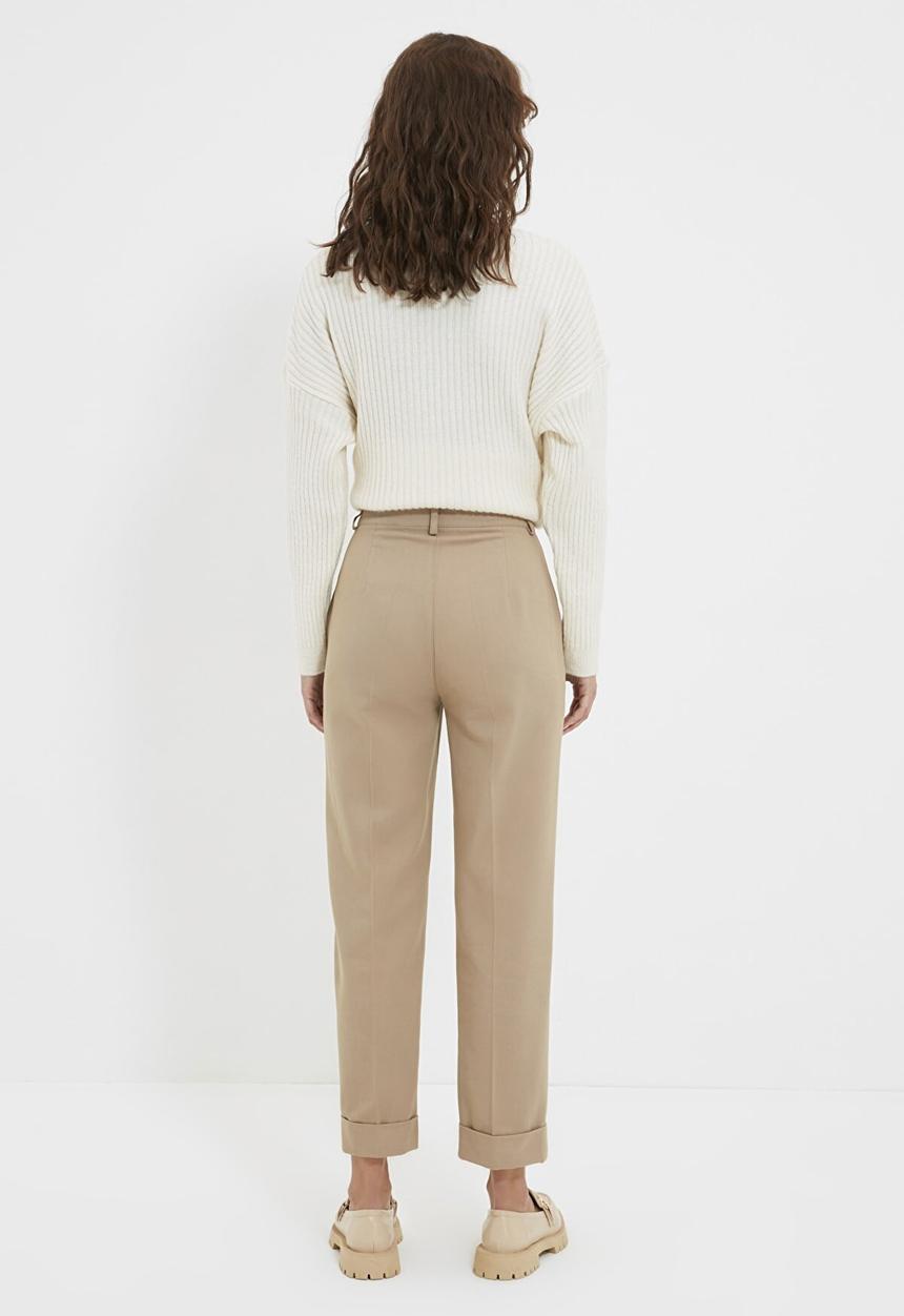 Trendyol - High waist pleated detailed trousers - mink