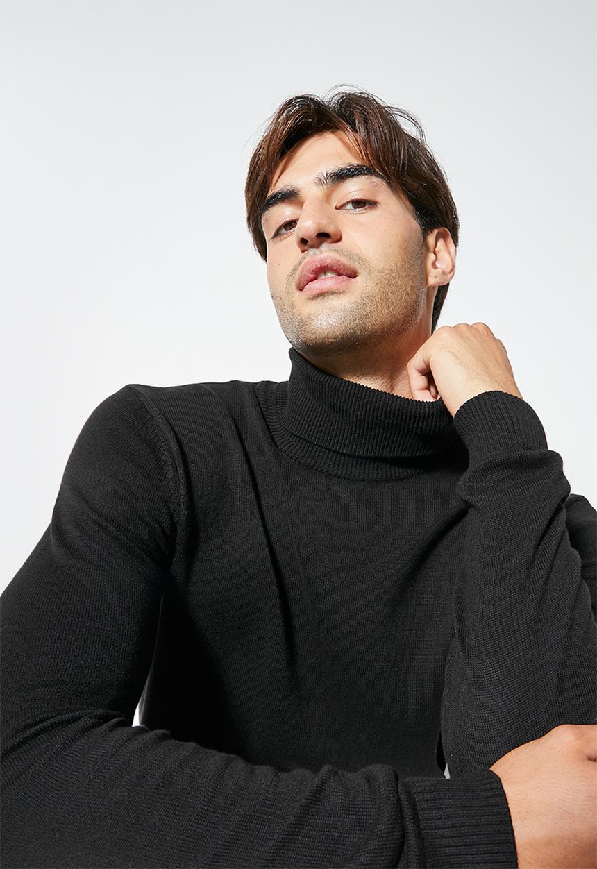 Superbalist - Basic roll neck slim fit knit - black