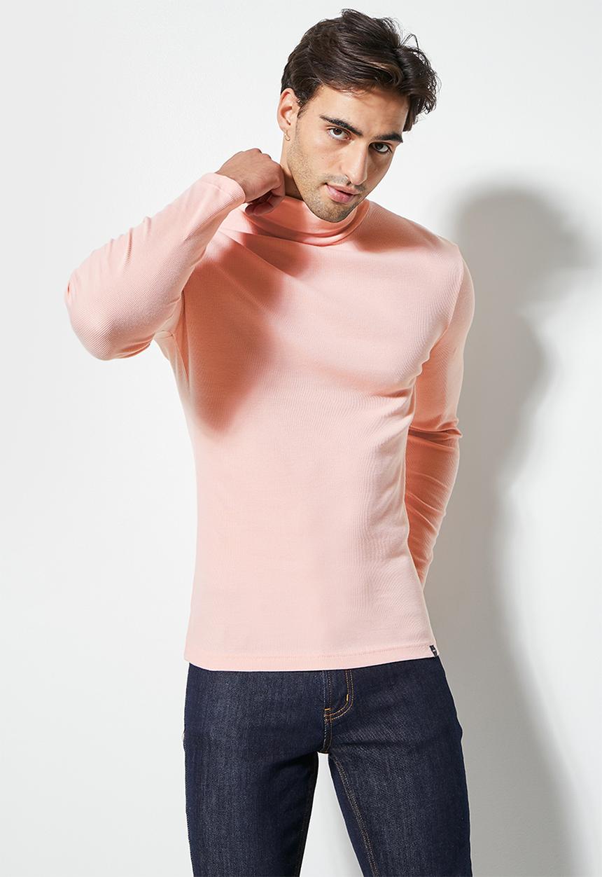 Superbalist - Sochi long sleeve ribbed roll neck tee - dusty pink