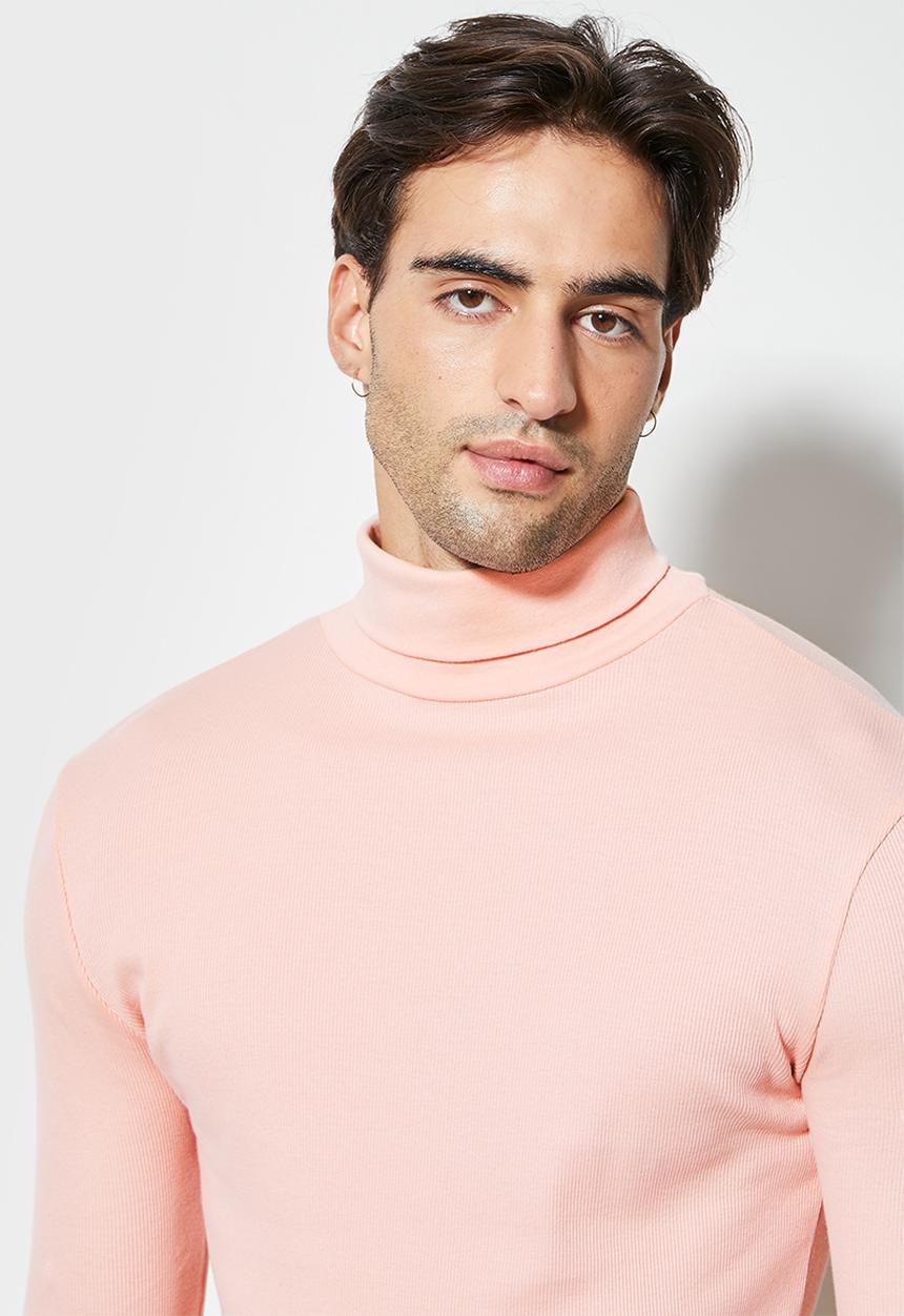 Superbalist - Sochi long sleeve ribbed roll neck tee - dusty pink