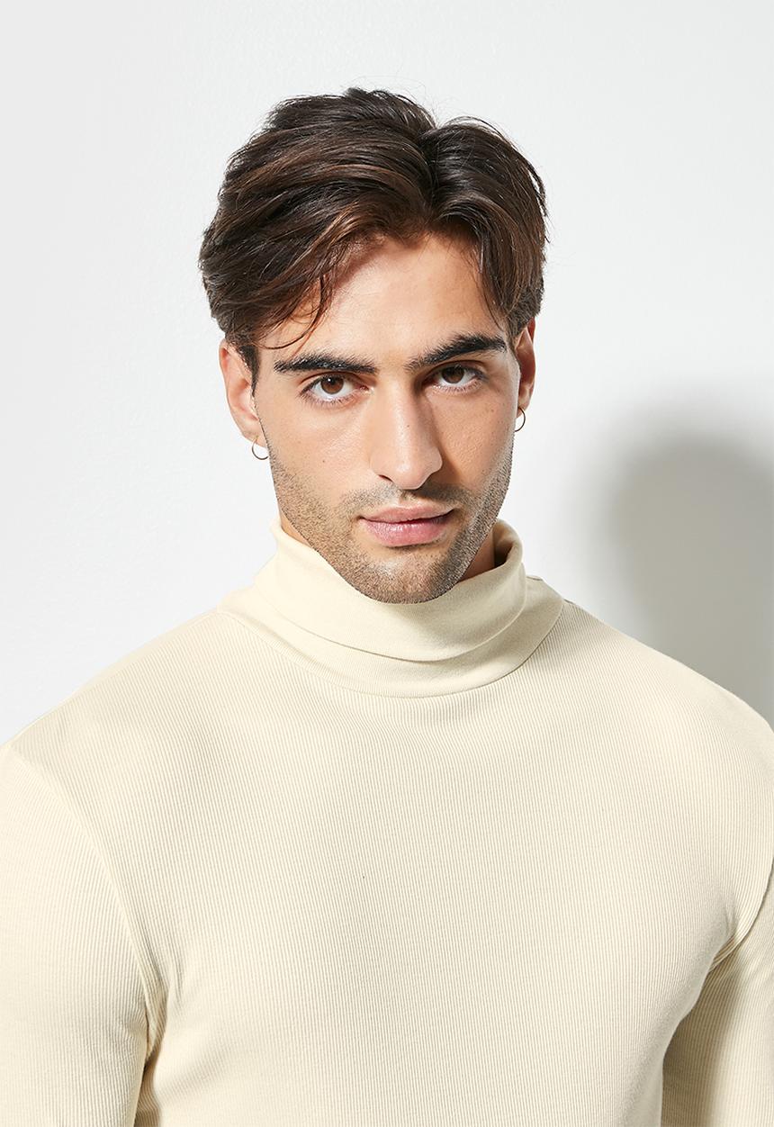 Superbalist - Sochi long sleeve ribbed roll neck tee - stone