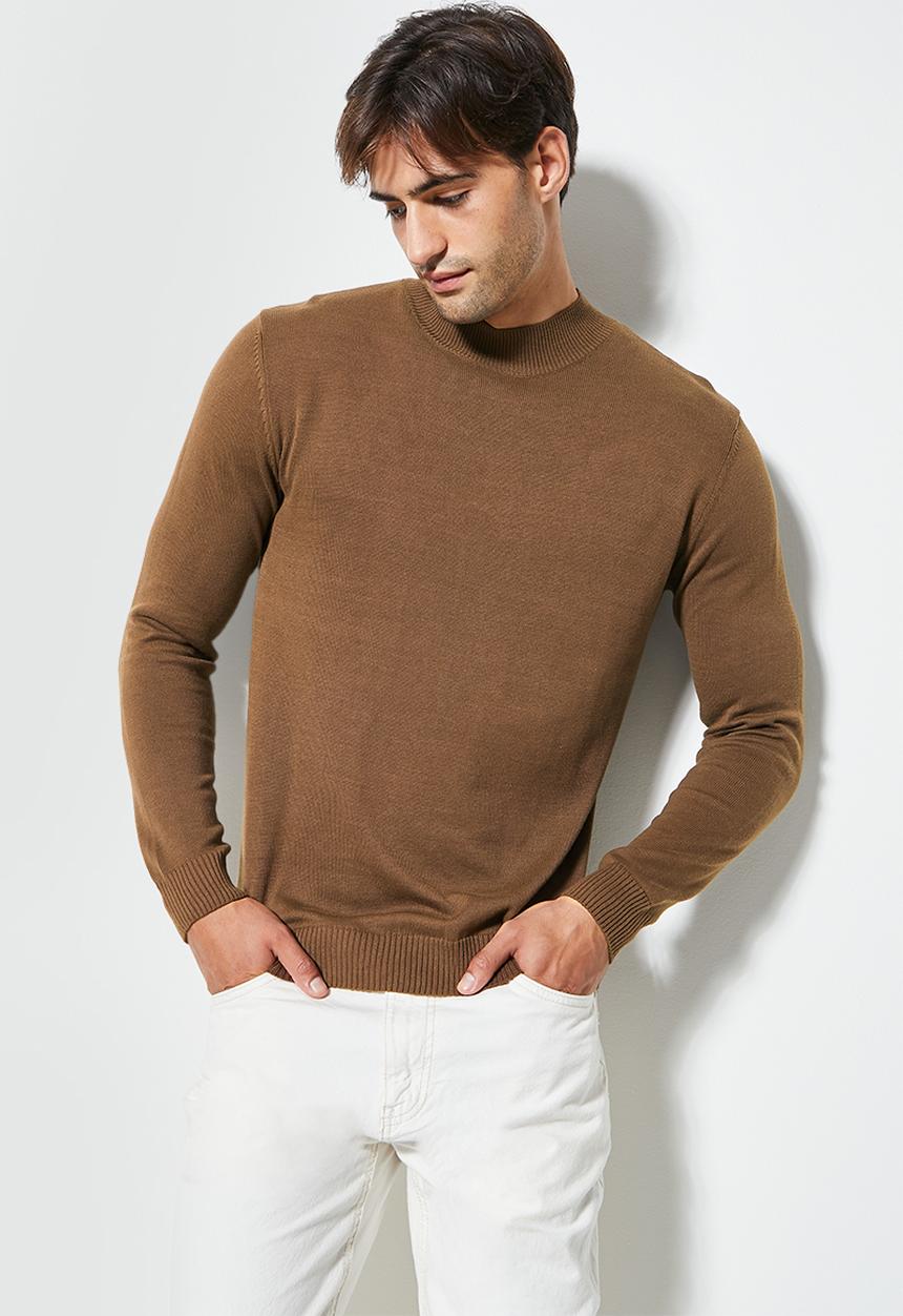 Superbalist - Slim fit high neck knit - brown