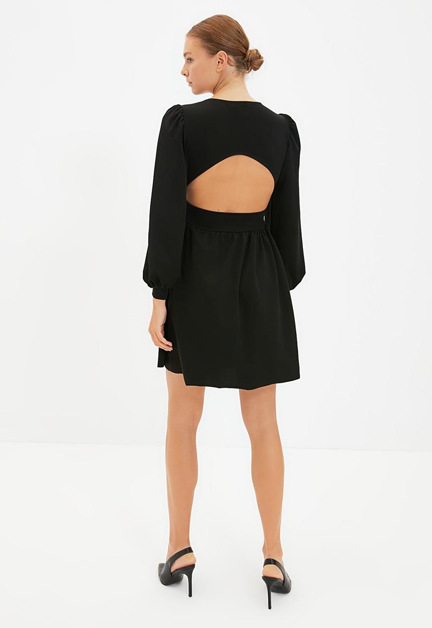 Trendyol - Open back back knitted dress  - black