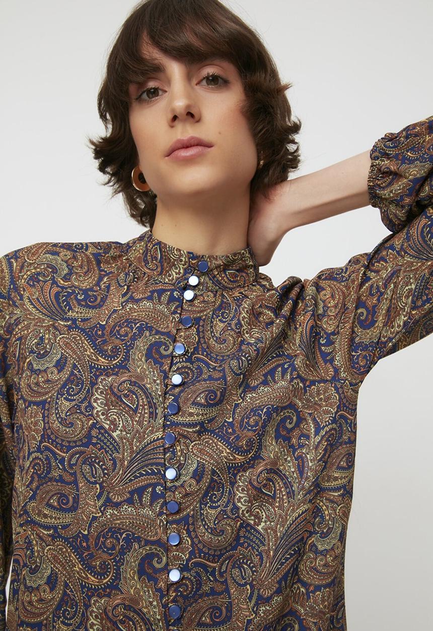 Trendyol - Patterned stand collar dress - multi