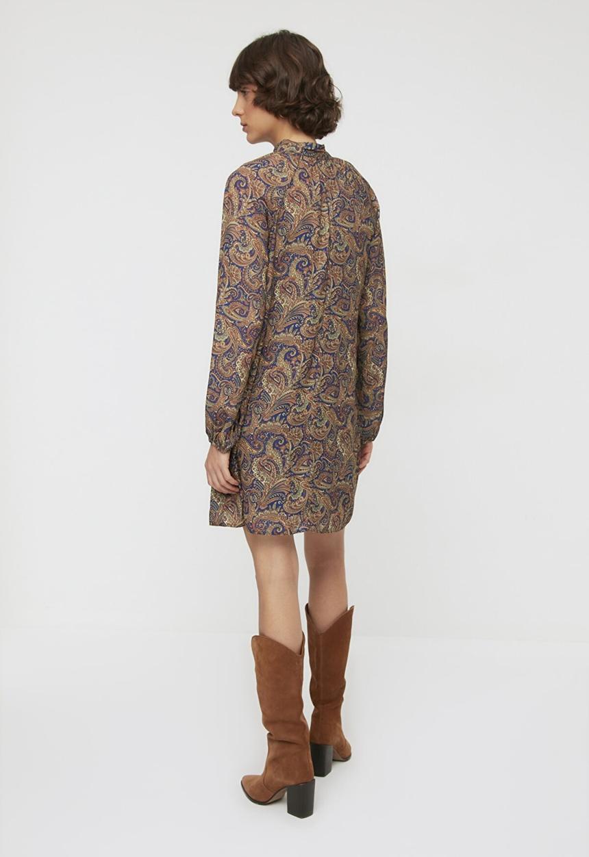 Trendyol - Patterned stand collar dress - multi