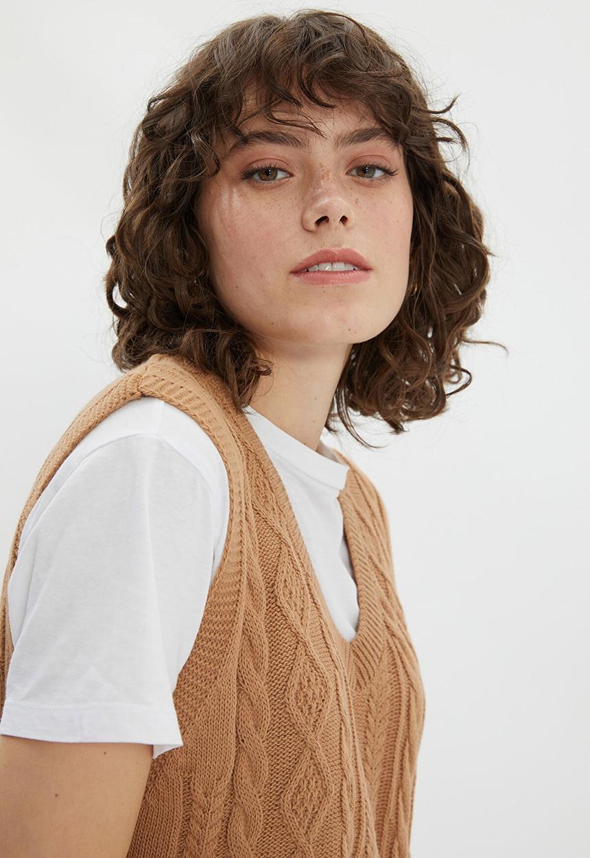 Trendyol - Knit detailed knitwear sweater  - camel