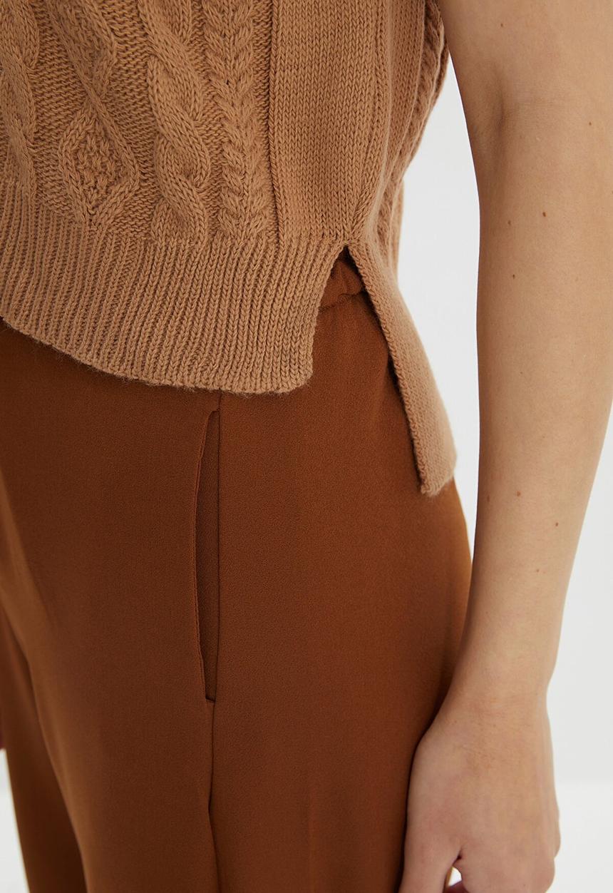 Trendyol - Knit detailed knitwear sweater  - camel