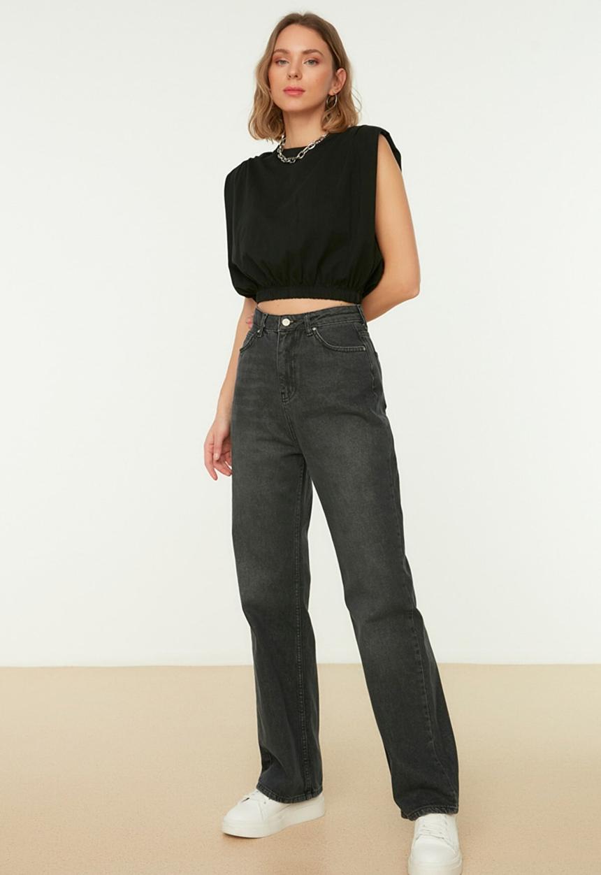 Trendyol - High waist 90's wide leg jeans - anthracite