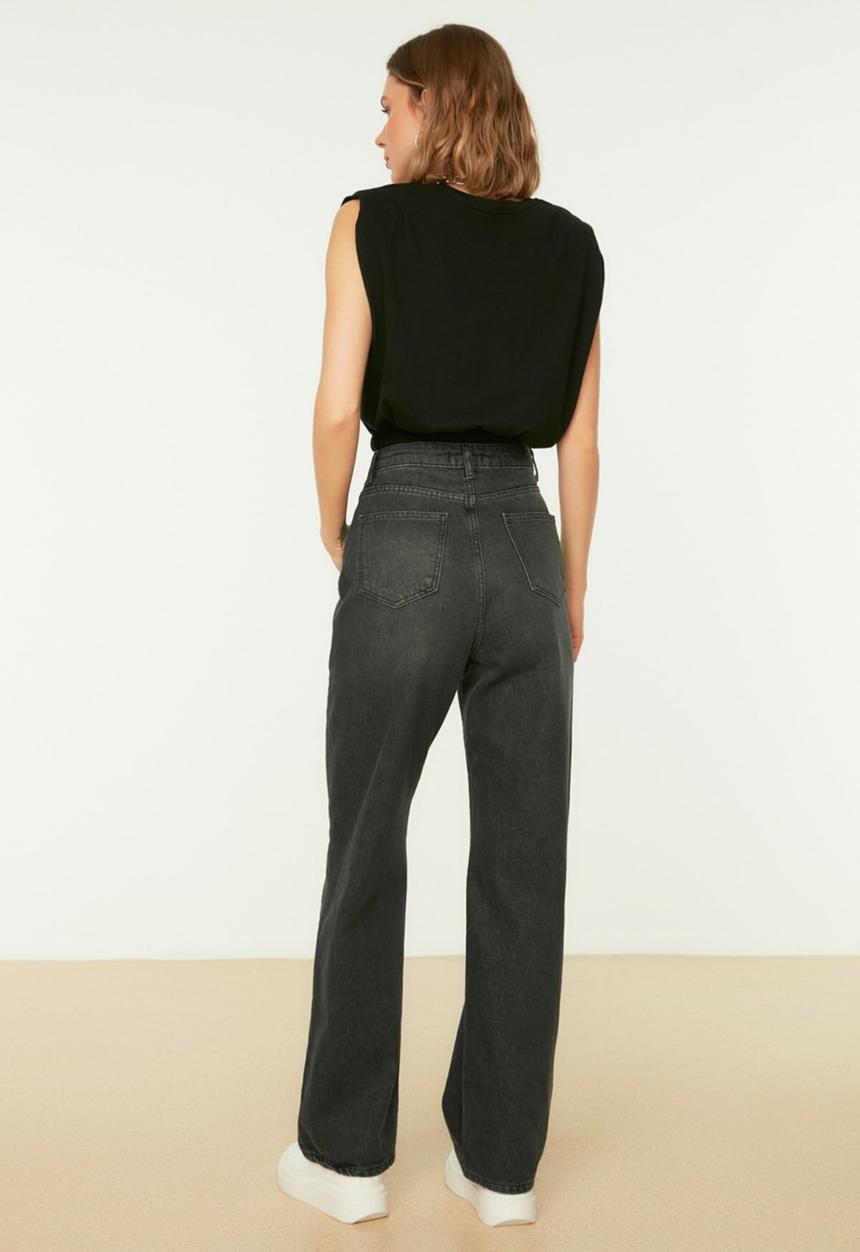 Trendyol - High waist 90's wide leg jeans - anthracite