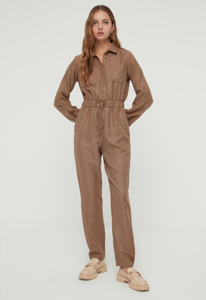 Trendyol - Tie detailed jumpsuit - brown