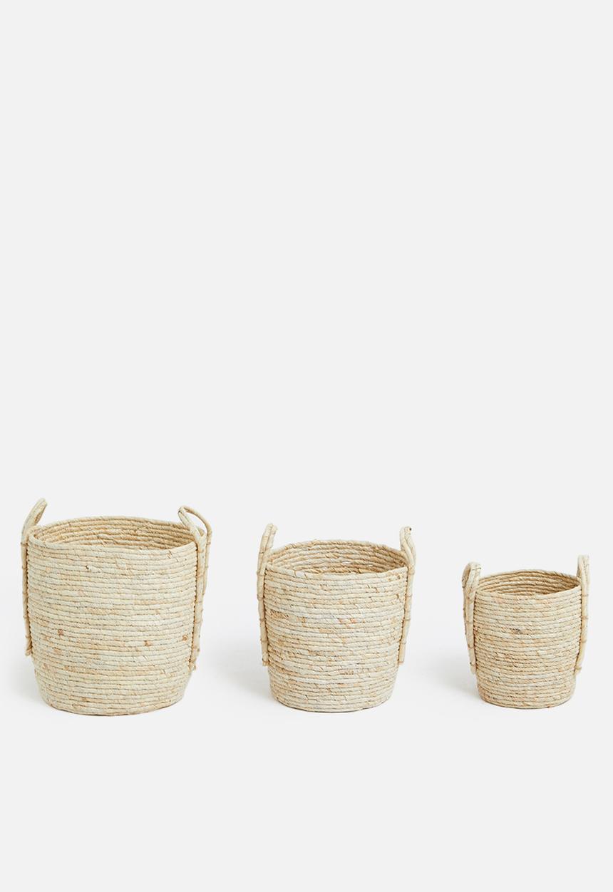 H&S - Bleached basket set of 3 - light beige 