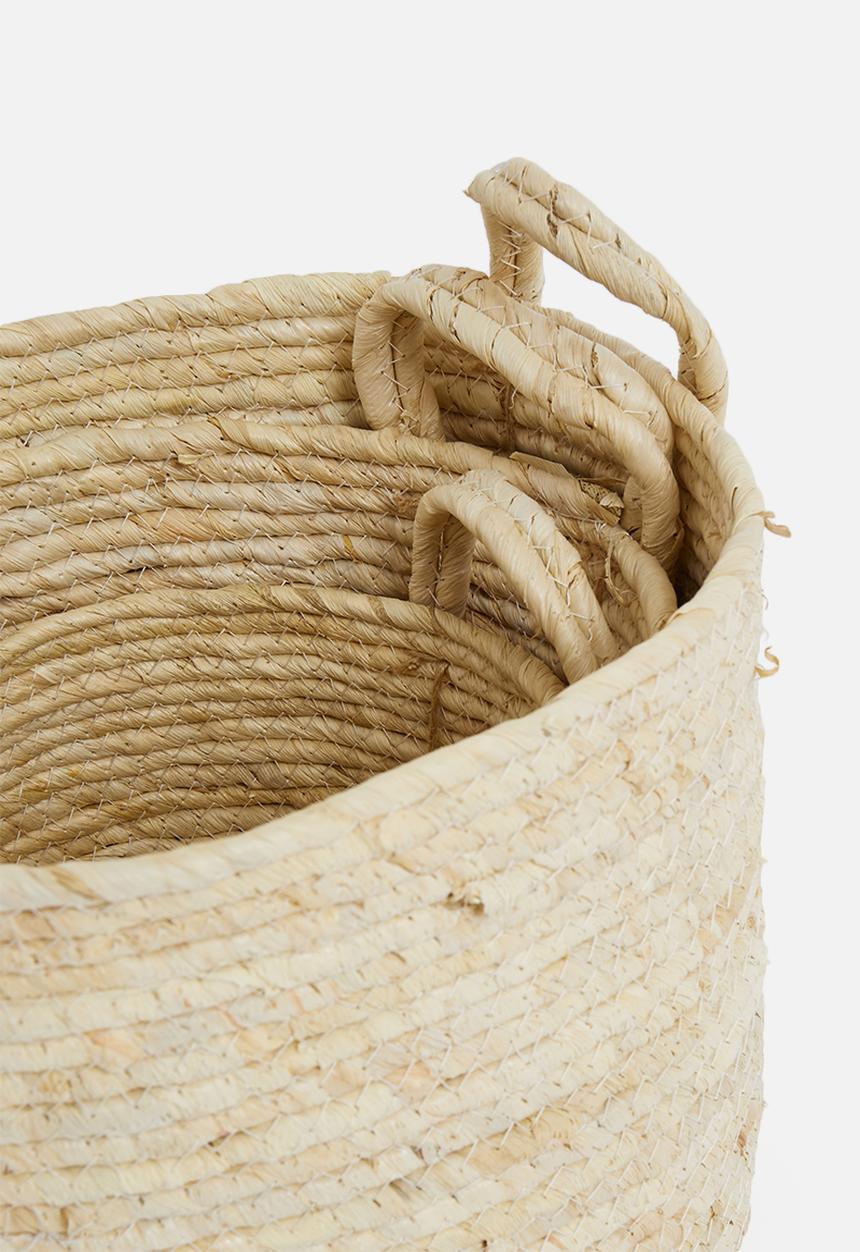 H&S - Bleached basket set of 3 - light beige 