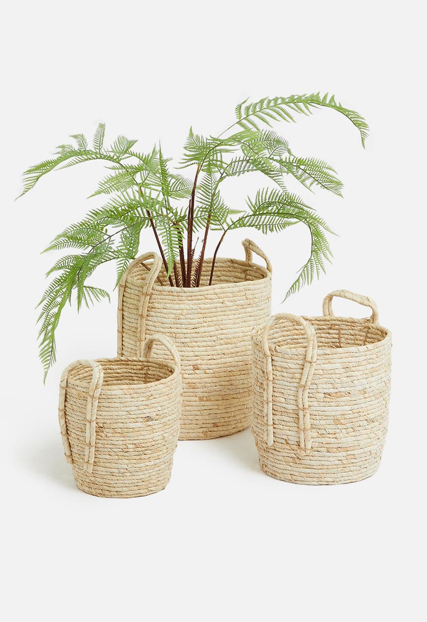 H&S - Bleached basket set of 3 - light beige 