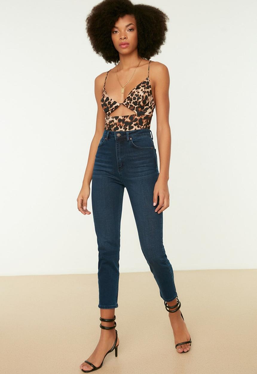 Trendyol - High waist mom jeans - navy