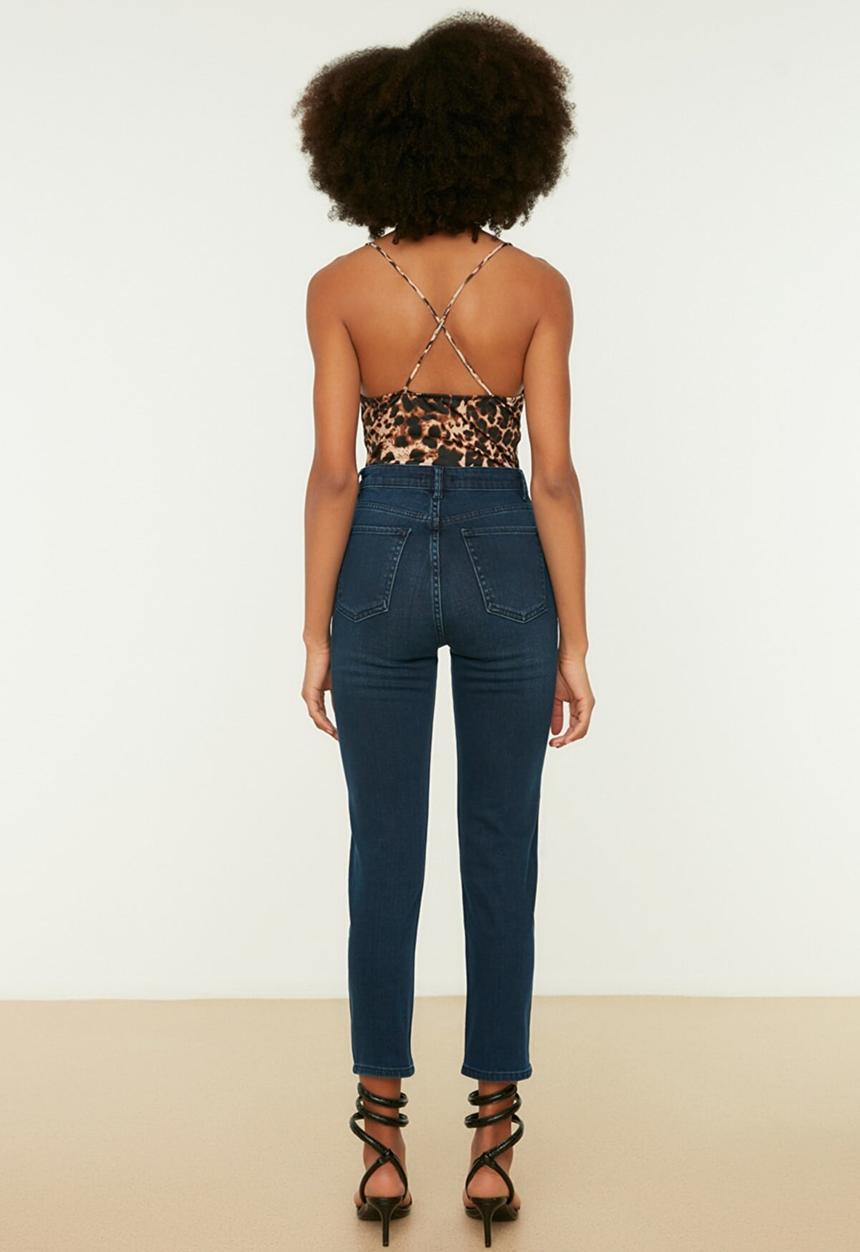 Trendyol - High waist mom jeans - navy