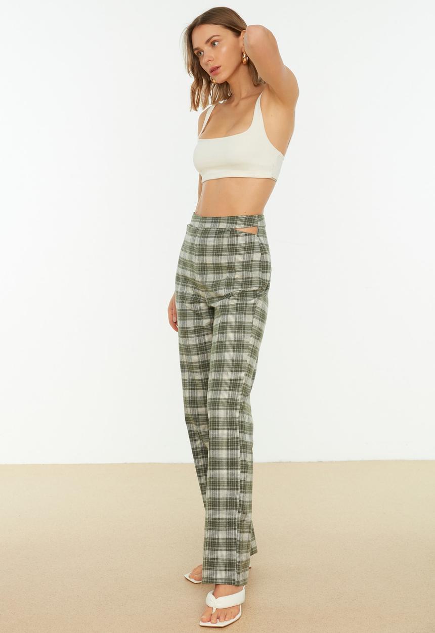 Trendyol - Plaid trousers - khaki