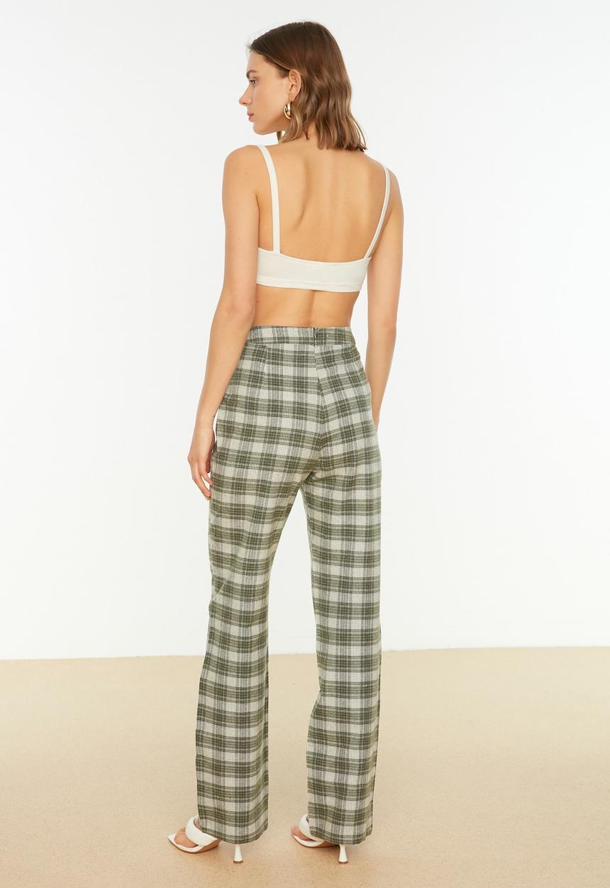 Trendyol - Plaid trousers - khaki