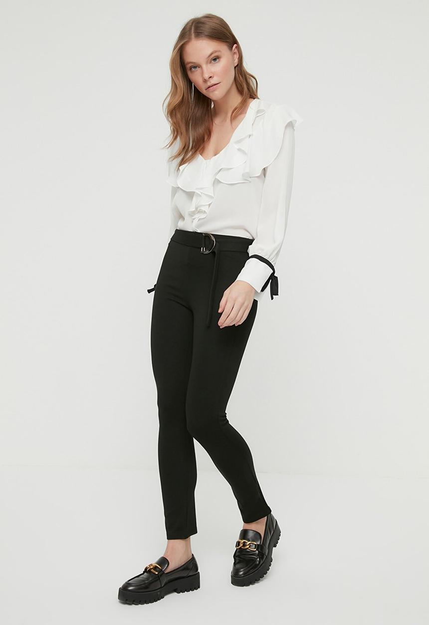 Trendyol - Belted knitted trousers - black