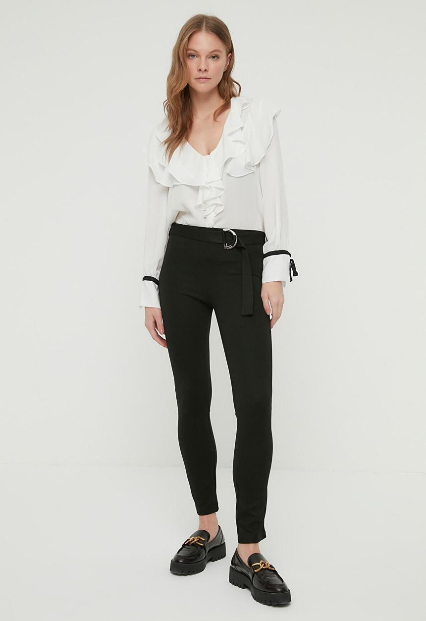 Trendyol - Belted knitted trousers - black