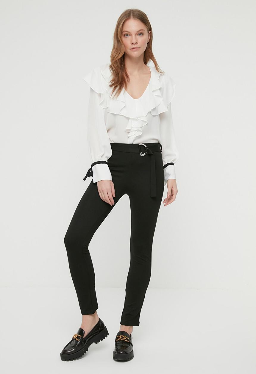 Trendyol - Belted knitted trousers - black